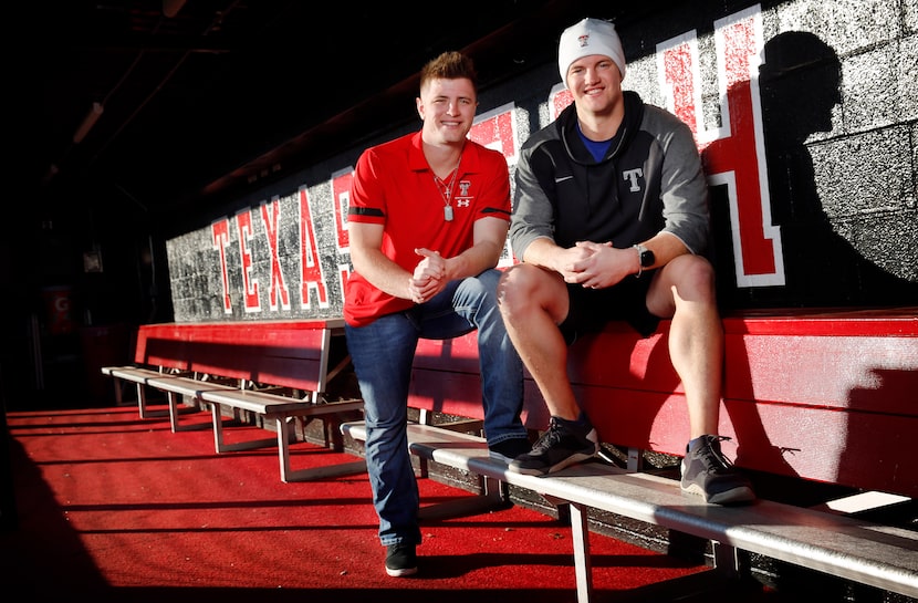 Current Texas Tech baseball player Jace Jung (left) and his brother Josh Jung, a former Tech...