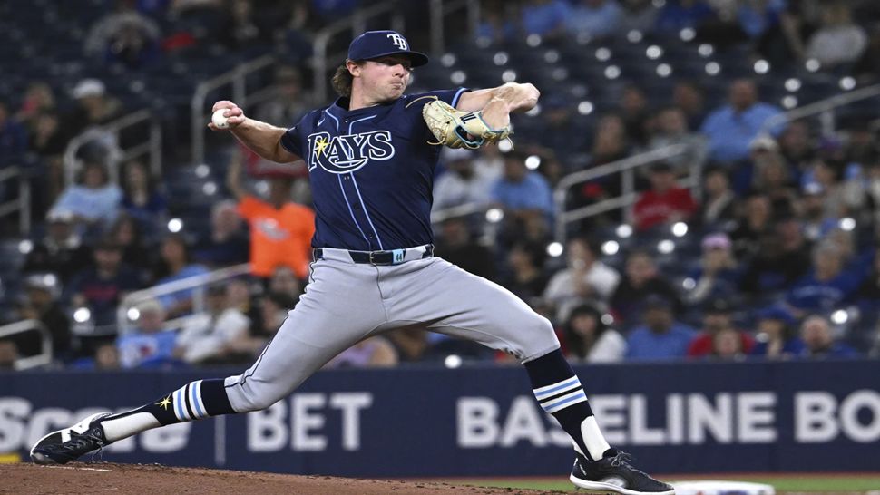 Tampa Bay starting pitcher Ryan Pepiot throws in the first inning against Toronto on Wednesday night.