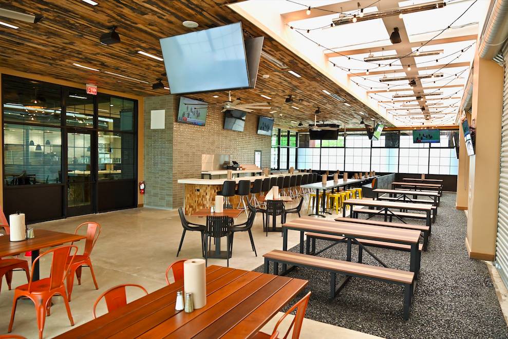 Image shows the patio at The Pit Room