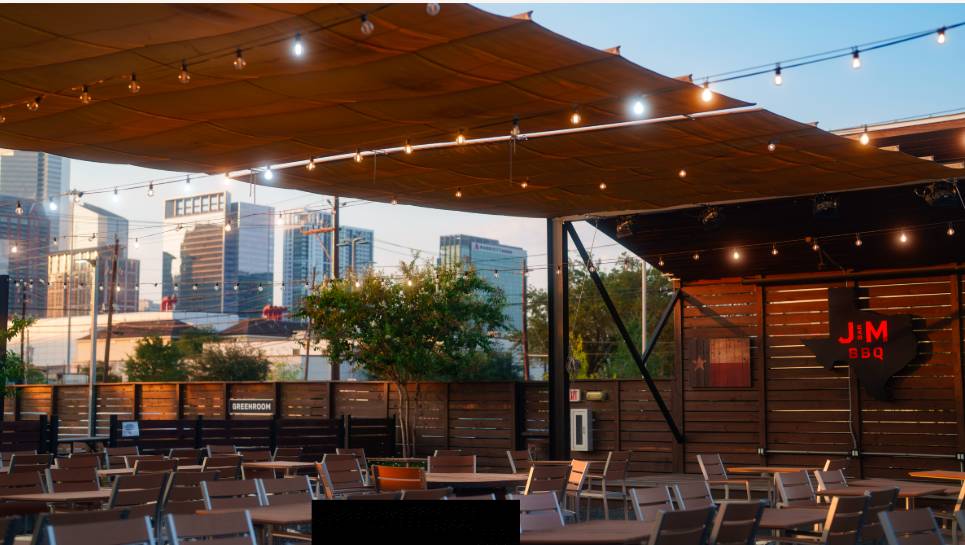 Image shows the patio at J-Bar-M in Houston