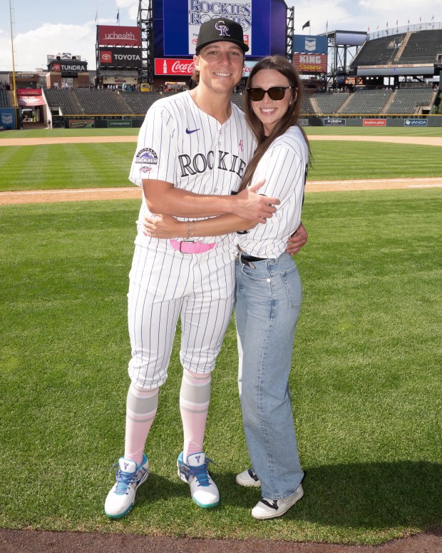 Rockies reliever Ryan Rolison was called up to the major leagues on Sunday, seven years after he was drafted. He captured the moment with fiancée, Lauren Hoselton. (photo courtesy Lauren Hoselton)