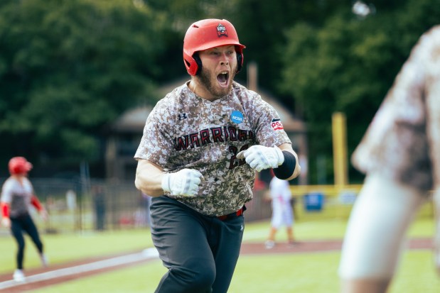 Quakertown High School graduate Dennis Pierce leads East Stroudsburg University in home runs this season with 18. (Thomas Herstich photo)