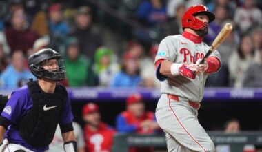Schwarber hits 300th HR; Phillies blast Rockies to move into 1st
