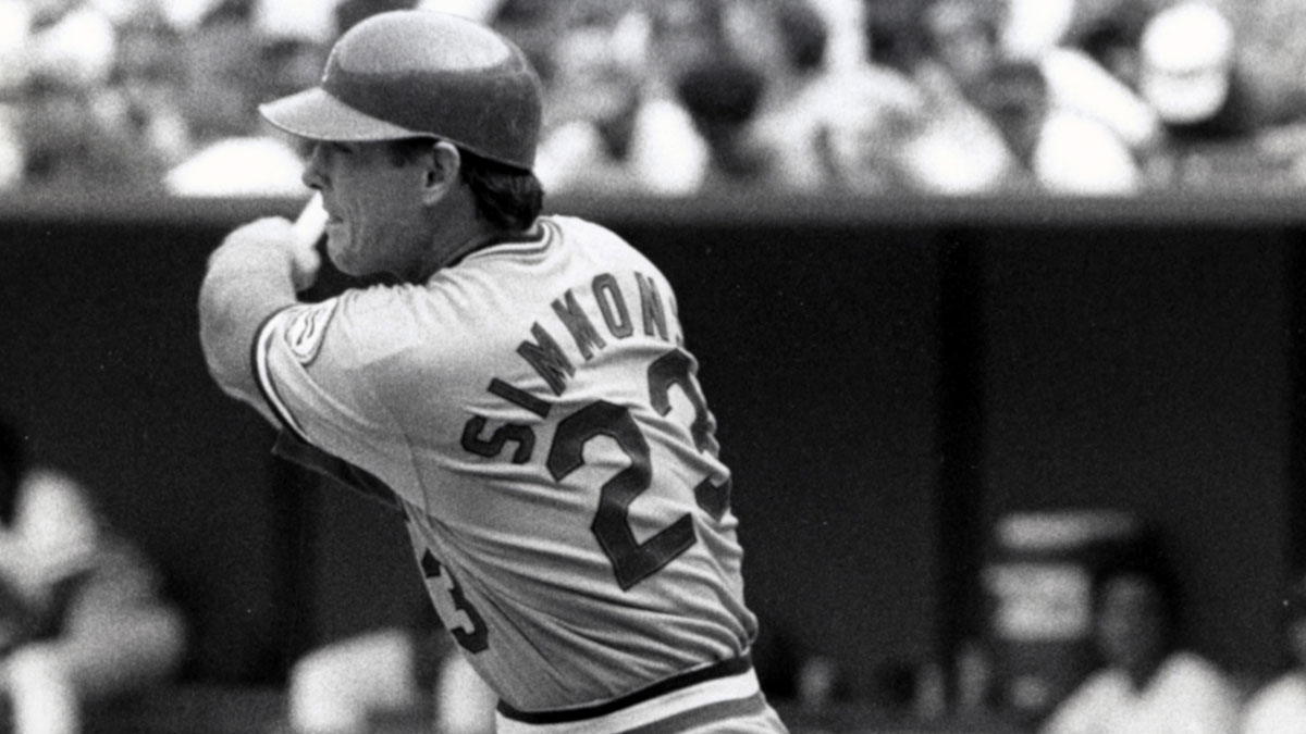 St. Louis Cardinals catcher Ted Simmons at bat during the 1977 season