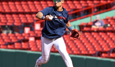 Kristian Campbell Taking Drills At First Base
