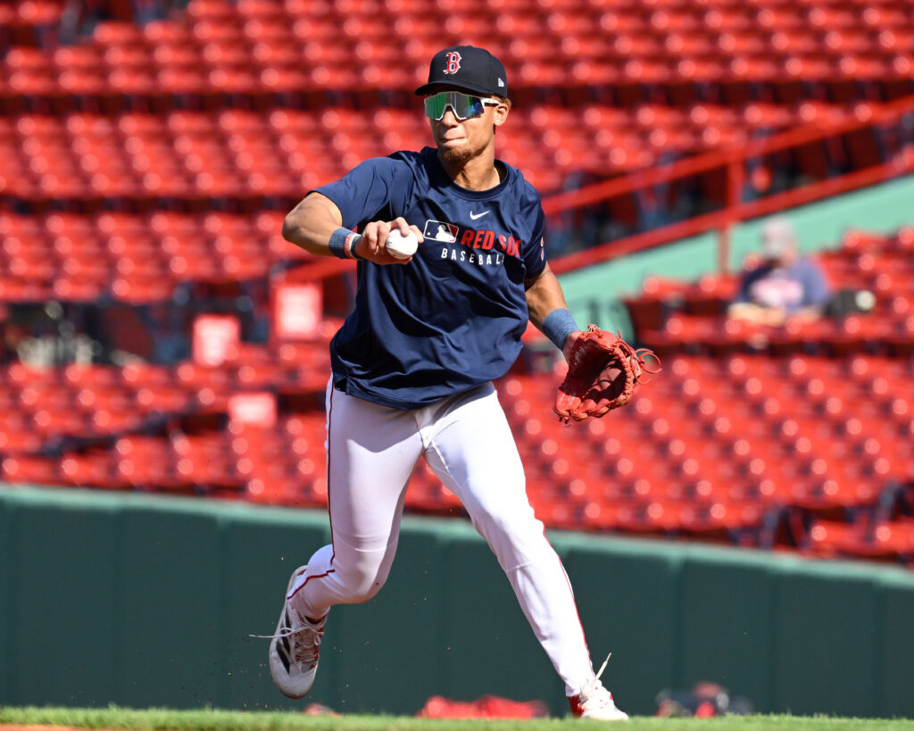 Kristian Campbell Taking Drills At First Base