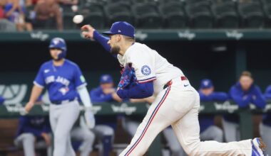Texas Rangers starter Nathan Eovaldi exits game vs. Blue Jays after two innings