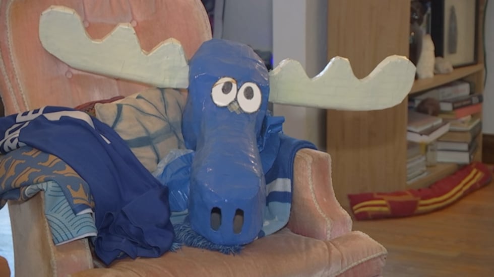 One year, a fellow Royals fan stopped at the Moustakas Crossing and offered this handmade mask.