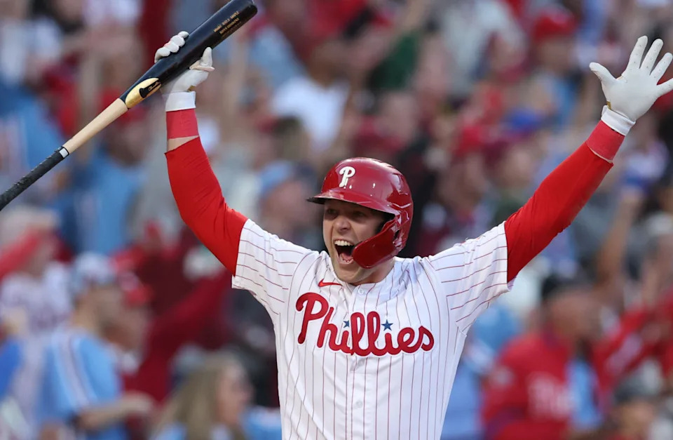 Philadelphia Phillies first baseman Rhys Hoskins in 2022Bill Streicher-Imagn Images