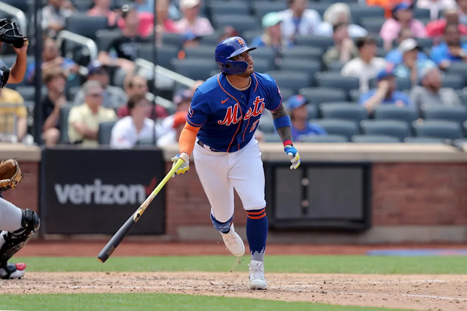 Former New York Mets catcher Omar Narvaez facing the Chicago White Sox at Citi Field in 2023.Brad Penner-Imagn Images