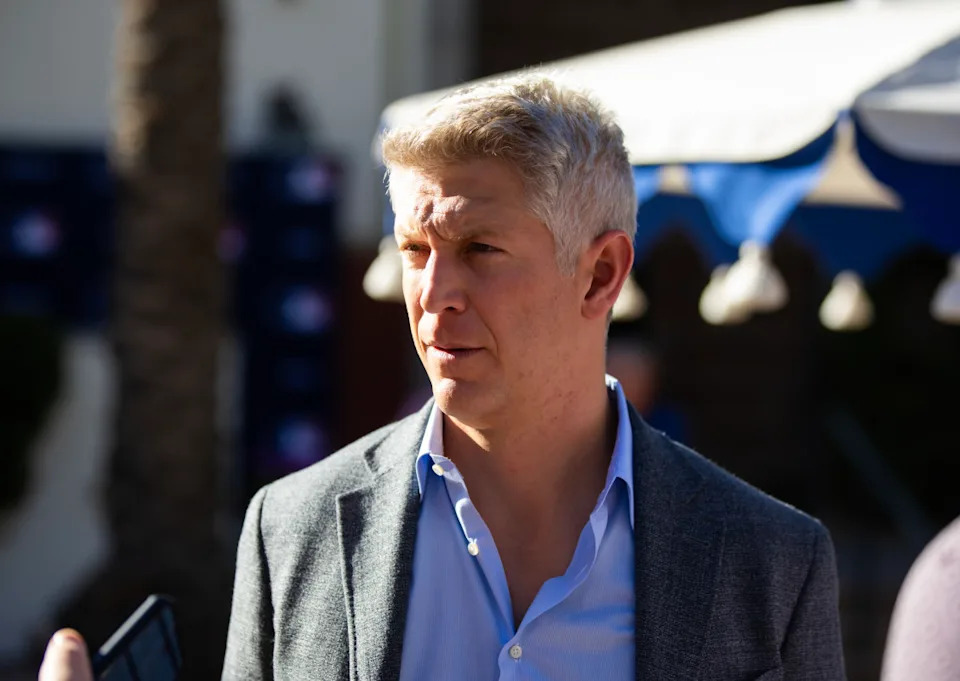 Baltimore Orioles general manager Mike Elias speaks to the media during the MLB General Manager's Meetings at Omni Scottsdale Resort & Spa.Mark J. Rebilas-Imagn Images