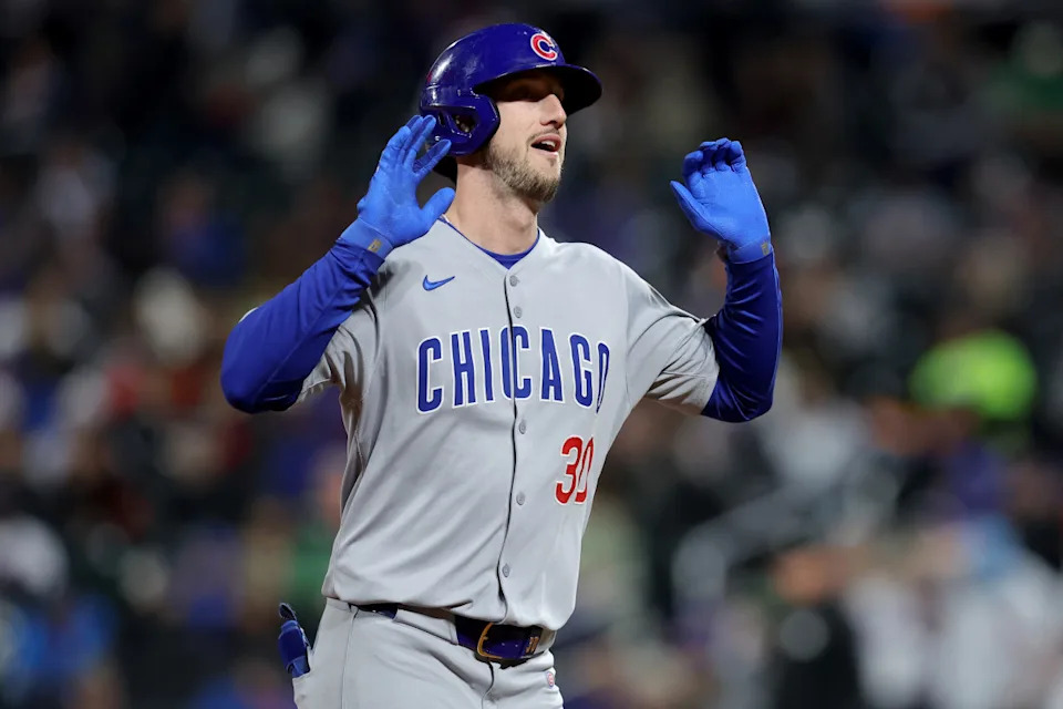 Chicago Cubs right fielder Kyle Tucker (30) reacts as he rounds the bases after hitting a solo home run against the New York Mets during the fourth inning at Citi Field.Brad Penner-Imagn Images