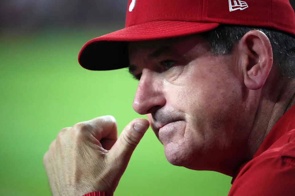 Philadelphia Phillies manager Rob Thomson (59) looks on against the Arizona Diamondbacks during the first inning at Chase Field.Joe Camporeale-Imagn Images
