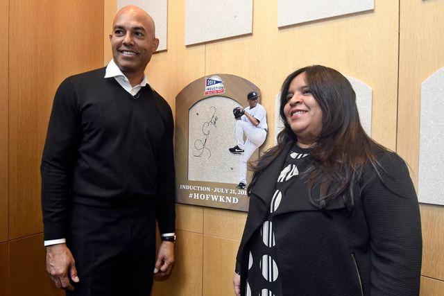 AP Photo/Hans Pennink Mariano Rivera poses with Clara Rivera at the National Baseball Hall of Fame and Museum in 2019