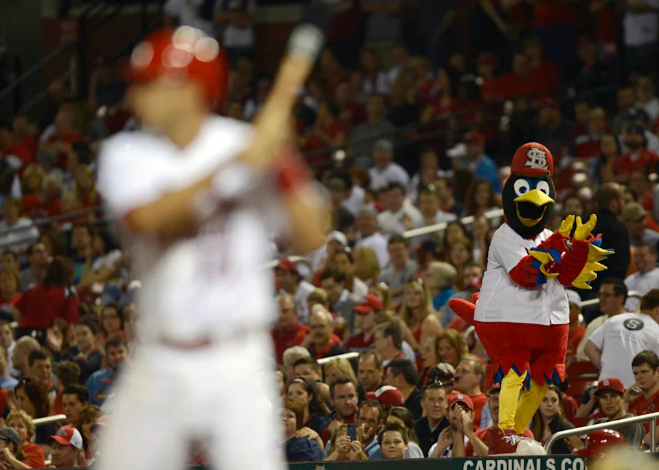 St. Louis Cardinals mascot Fredbird pumps up the crowd.Jeff Curry-Imagn Images