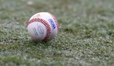 The NCAA logo is seen on a baseball during an NCAA college baseball tournament regional game between Louisiana-Lafayette and Mississippi State in Lafayette, La., Monday, June 2, 2014. (AP Photo/Jonathan Bachman, file)