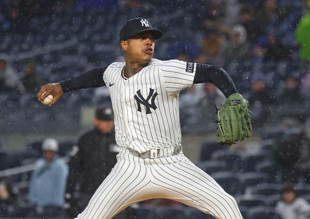 Marcus Stroman pitching during his last appearance for the Yankees on April 11, 2025.