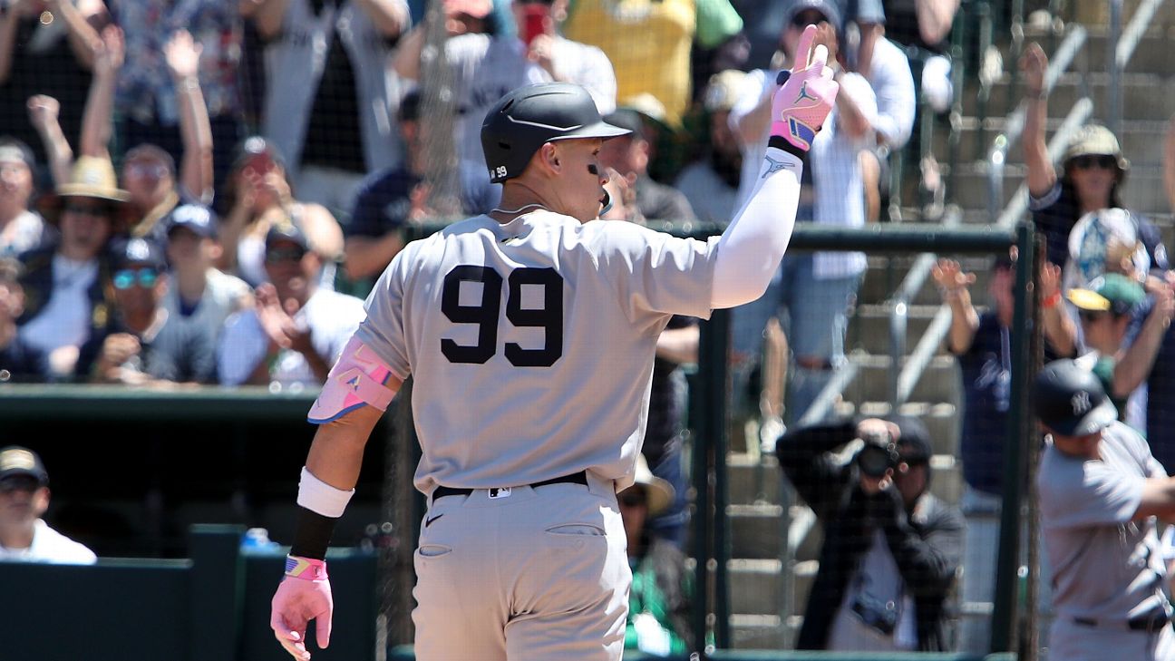 Aaron Judge hits two home runs as Yankees fall to Athletics