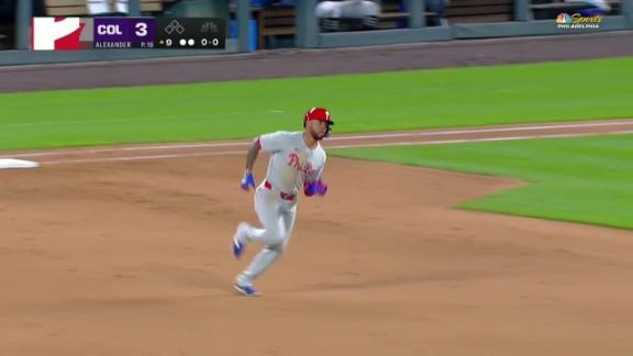 Schwarber hits 300th homer and Phillies rally past Rockies 9-3 to move into 1st place