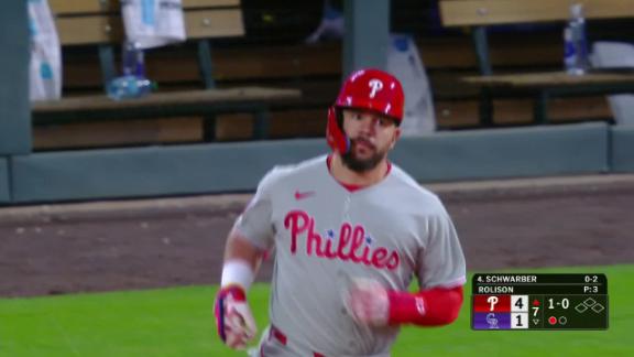 Kyle Schwarber, Bryce Harper help Phillies beat Rockies 7-4 for 5th straight victory