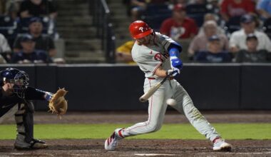 Philadelphia Phillies' Trea Turner connects for an RBI single off Tampa Bay Rays pitcher Manuel Rodríguez during the 10th inning of a baseball game Thursday, May 8, 2025, in Tampa, Fla. (AP Photo/Chris O'Meara)
