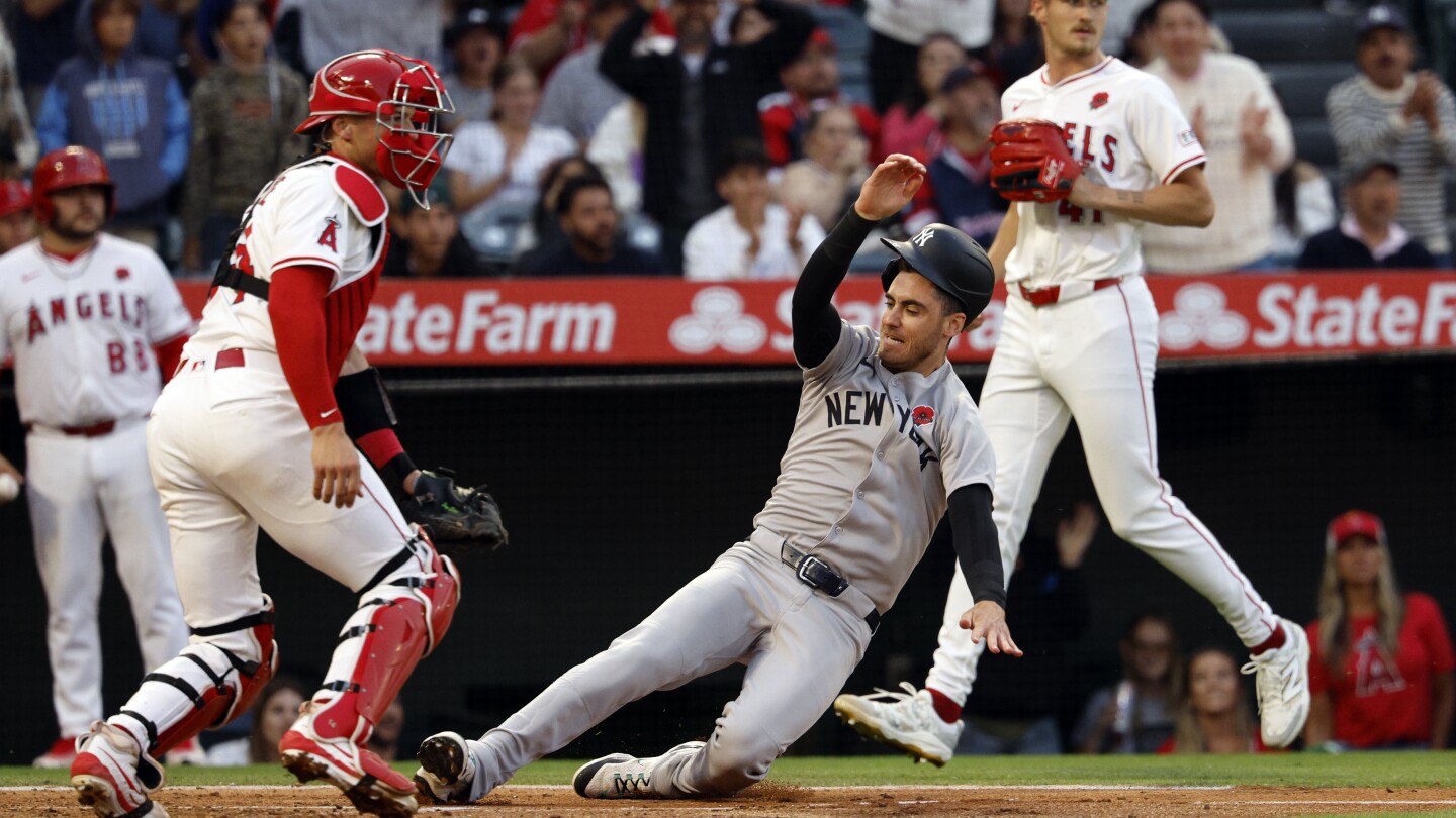 Angels catcher Logan O'Hoppe leaves game after getting hit in head by backswing