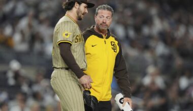 After losing no-hit bid in 7th inning, Padres pitcher Dylan Cease exits with forearm cramp