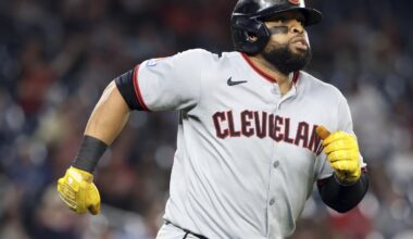 Carlos Santana's 3-run homer helps Guardians beat Nationals 9-1 and split a doubleheader