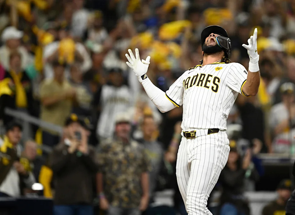 Fernando Tatis Jr. celebrates after his homer in the second inning of Game 3.