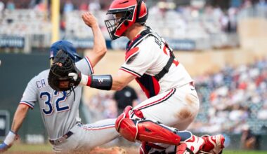 Higashioka has 5 RBIs, Carter and Langford each homer as Rangers beat Twins 16-4