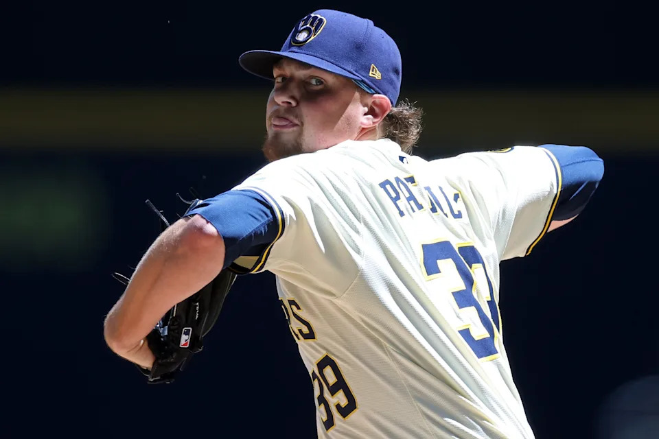 MILWAUKEE, WISCONSIN - MAY 26: Chad Patrick #39 of the Milwaukee Brewers throws a pitch during a game against the Boston Red Sox at American Family Field on May 26, 2025 in Milwaukee, Wisconsin. The Brewers defeated the Red Sox 3-2. (Photo by Stacy Revere/Getty Images)