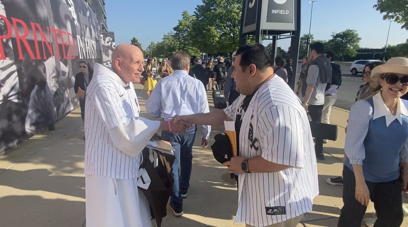 Father Ed Shea, a Franciscan friar and Chicago native pictured here wearing a White Sox jersey with 'Pope Leo' on the back, says Catholics can 'rally around' the American pope and his message of hope and unity.