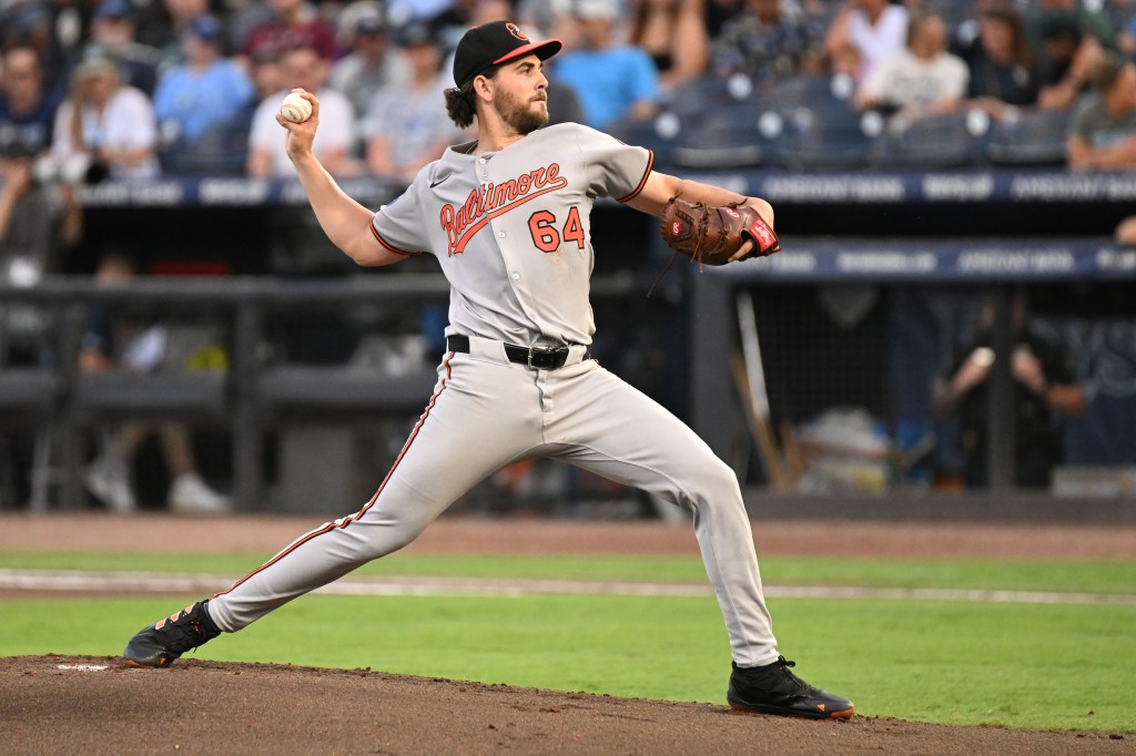 Baltimore Orioles starting pitcher Dean Kremer (64) throws a pitch in the first inning against the Tampa Bay Rays at George M. Steinbrenner Field. 