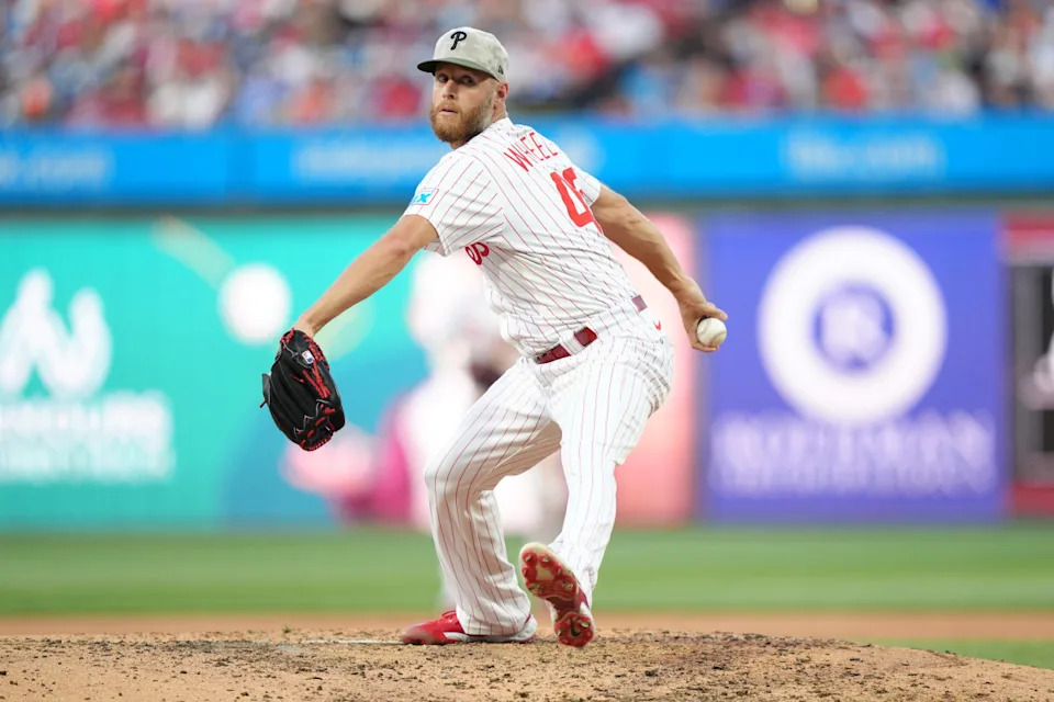 Philadelphia Phillies starting pitcher Zack Wheeler (45) throws a pitch against the Pittsburgh Pirates in the fifth inning at Citizens Bank Park.Kyle Ross-Imagn Images