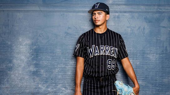 Angel Cervantes #99 of Warren High School poses for a portrait at Warren High School on May 22, 2025 in Downey, California.