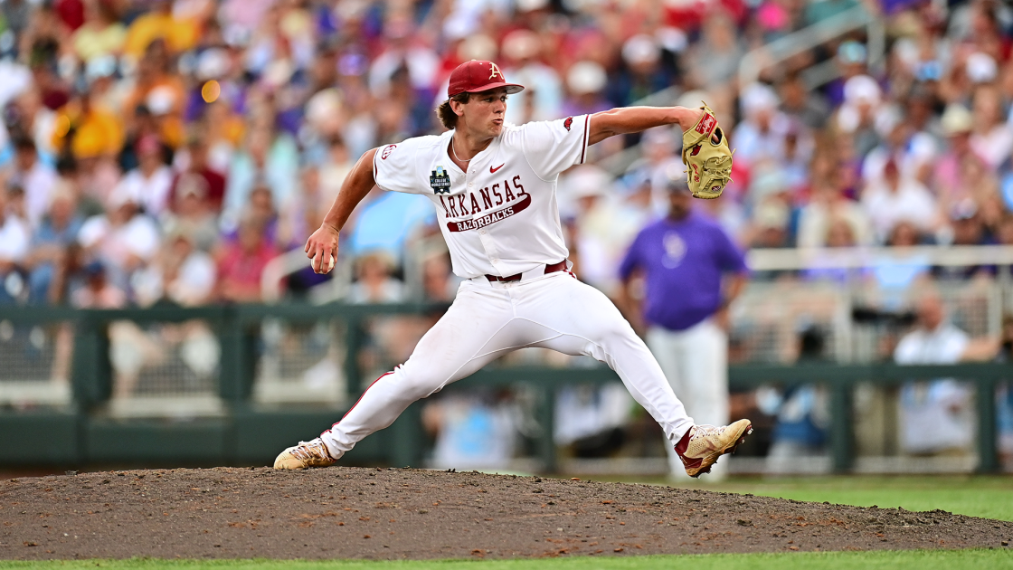 Gaeckle Shines as Hogs Fall in College World Series Opener against Tigers