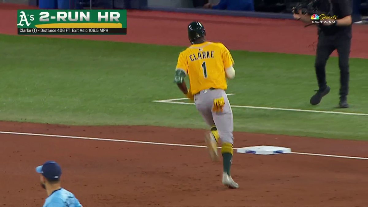 Athletics’ Denzel Clarke hits first MLB homer vs Blue Jays in hometown – NBC Sports Bay Area & California