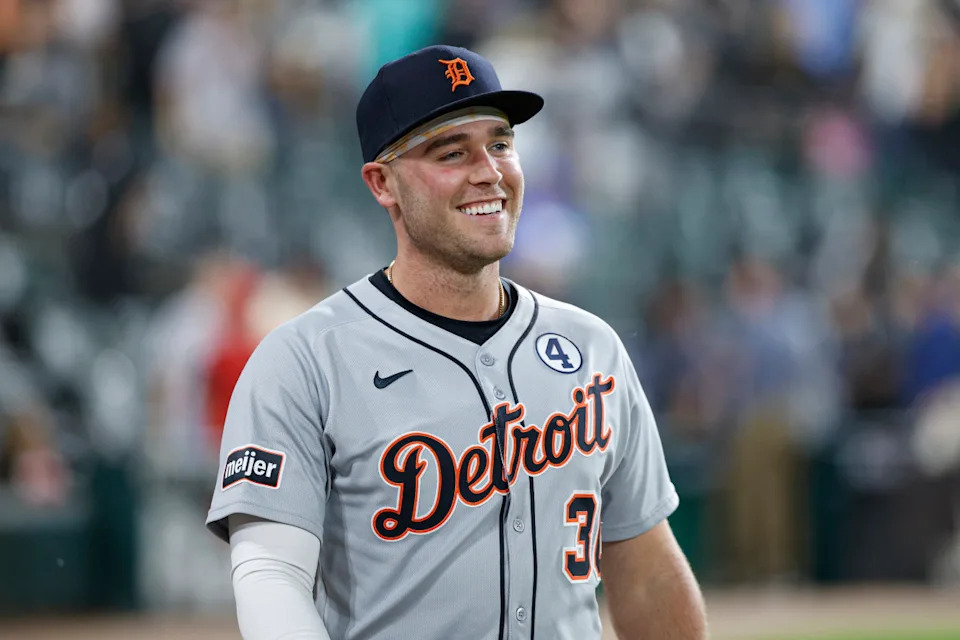 Detroit Tigers designated hitter Kerry Carpenter (30)© Kamil Krzaczynski-Imagn Images