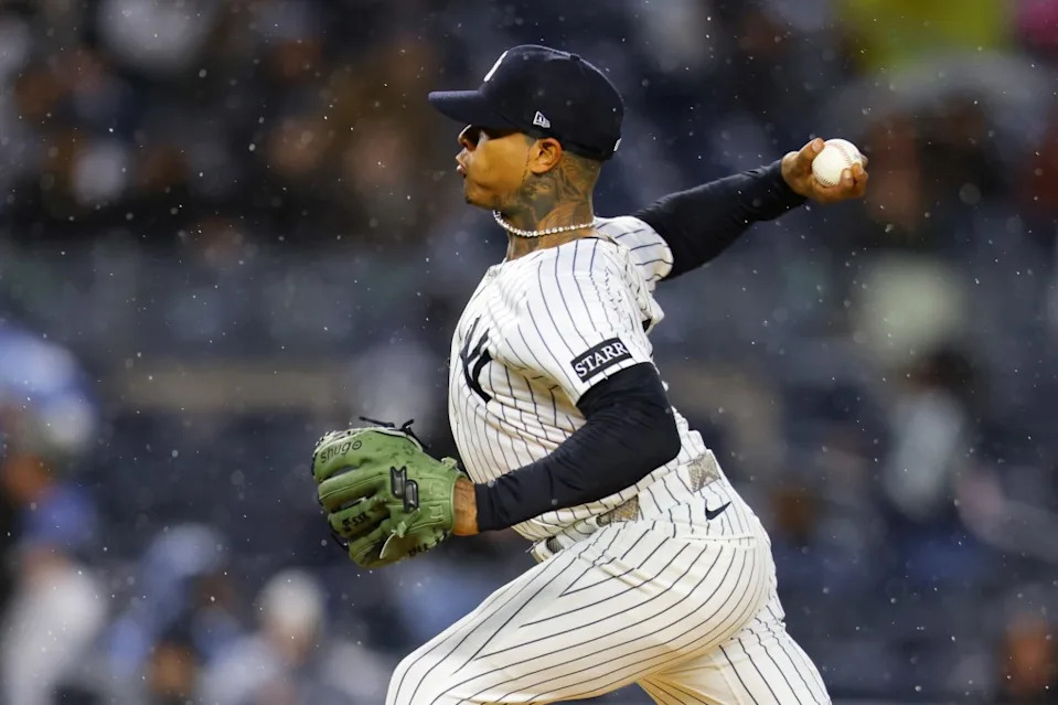 Marcus Stroman of the New York Yankees pitches in the first inning against the San Francisco Giants at Yankee Stadium on April 11, 2025. Getty Images