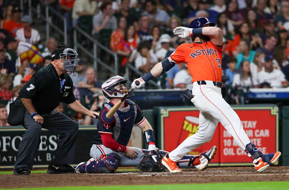 Houston Astros left fielder Jacob Melton (31)© Thomas Shea-Imagn Images
