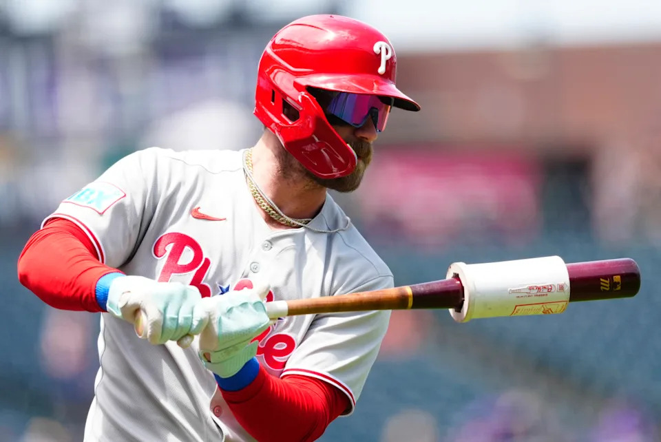 Philadelphia Phillies first baseman Bryce Harper (3)Ron Chenoy-Imagn Image