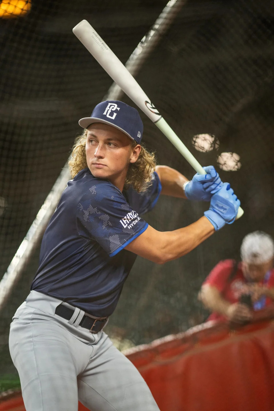 Ethan Holliday during Perfect Game Baseball All American Classic practice at Chase Field.