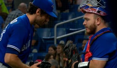 Toronto Blue Jays Alejandro Kirk takes it to former teammate Jordan Romano in a big way