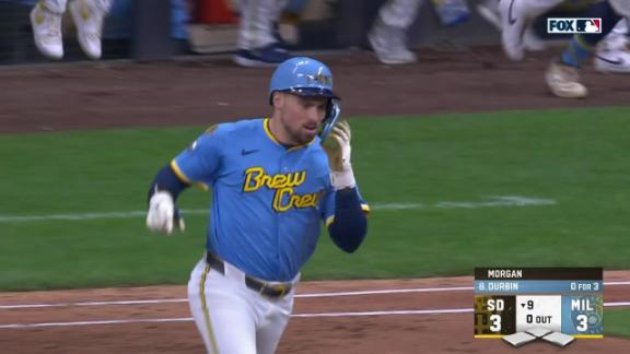 Caleb Durbin hits a walk-off homer to give the Brewers 4-3 victory over the Padres