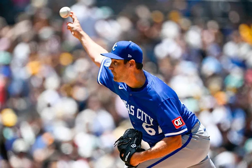 Kansas City Royals pitcher Seth Lugo delivers during a Sunday, June 22, 2025 game against the San Diego Padres at Petco Park in San Diego.