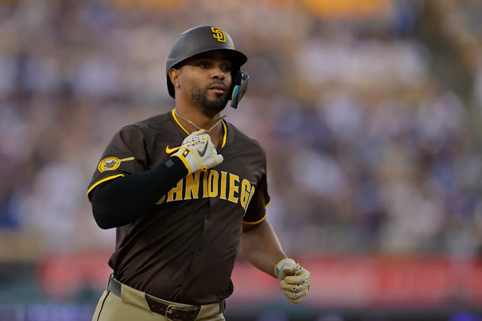 San Diego Padres shortstop Xander Bogaerts (2) runs the bases on a solo home run during the second inning against the Los Angeles Dodgers at Dodger Stadium.Jayne Kamin-Oncea-Imagn Images