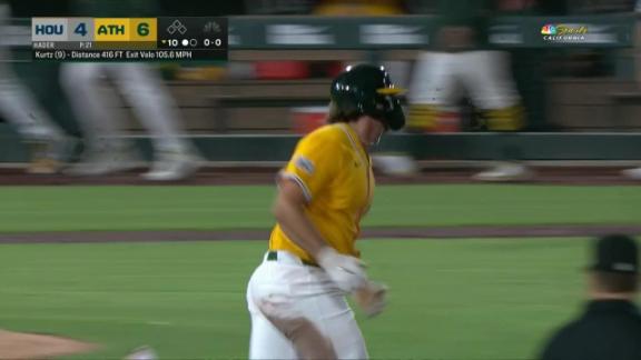 Kurtz does it again with homer off Hader in 10th to lift Athletics over Astros
