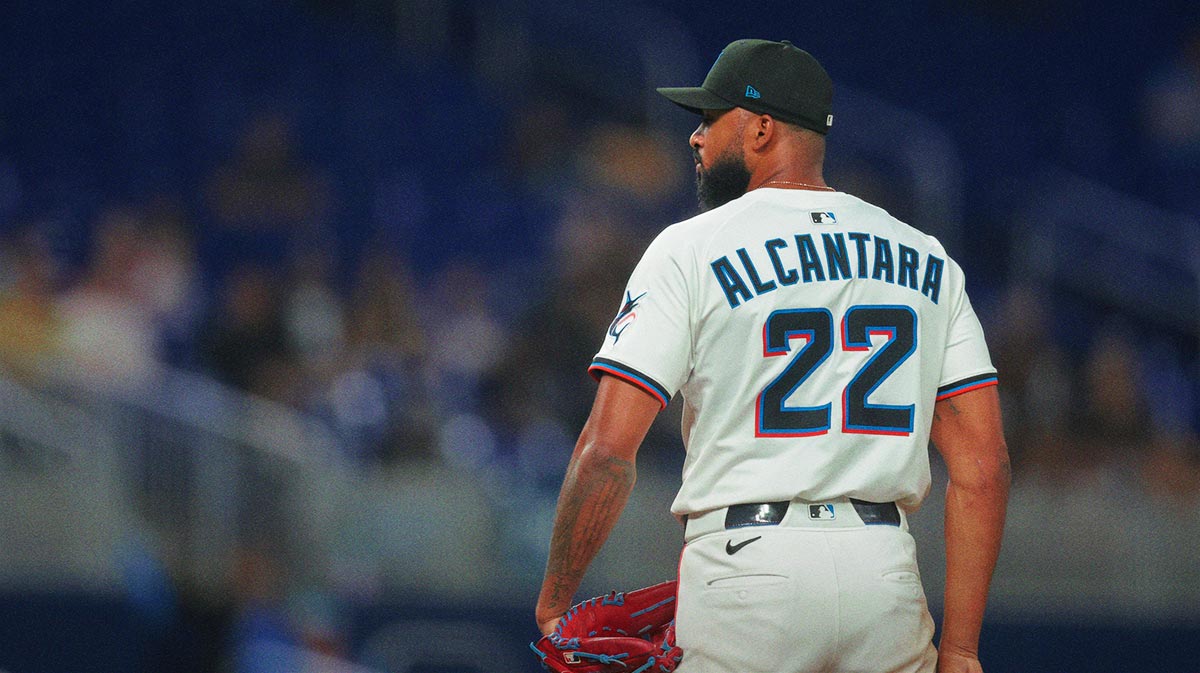 Miami Marlins starting pitcher Sandy Alcantara (22) pitches against the Colorado Rockies during the sixth inning at loanDepot Park. 