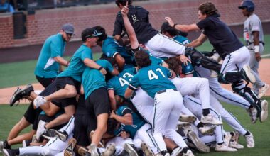 NCAA baseball tournament winners, losers with College World Series set