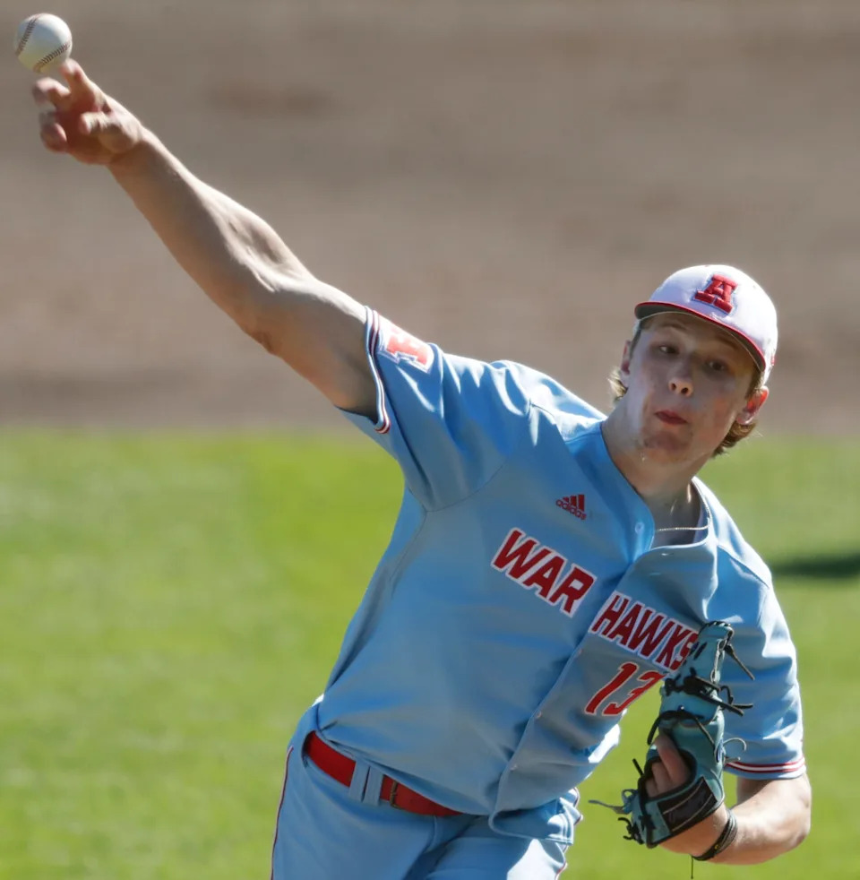 Arrowhead High School's Peter Kussow (13) vs Westosha Central during their Division 1 state baseball quarterfinal game on Monday, June 10, 2024 at Neuroscience Group Field at Fox Cities Stadium in Grand Chute, Wis. Westosha Central defeated Arrowhead 2-1.